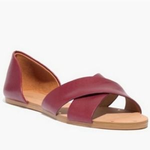 Madewell The Thea Crisscross Strap Slip-On Leather Flat Sandals